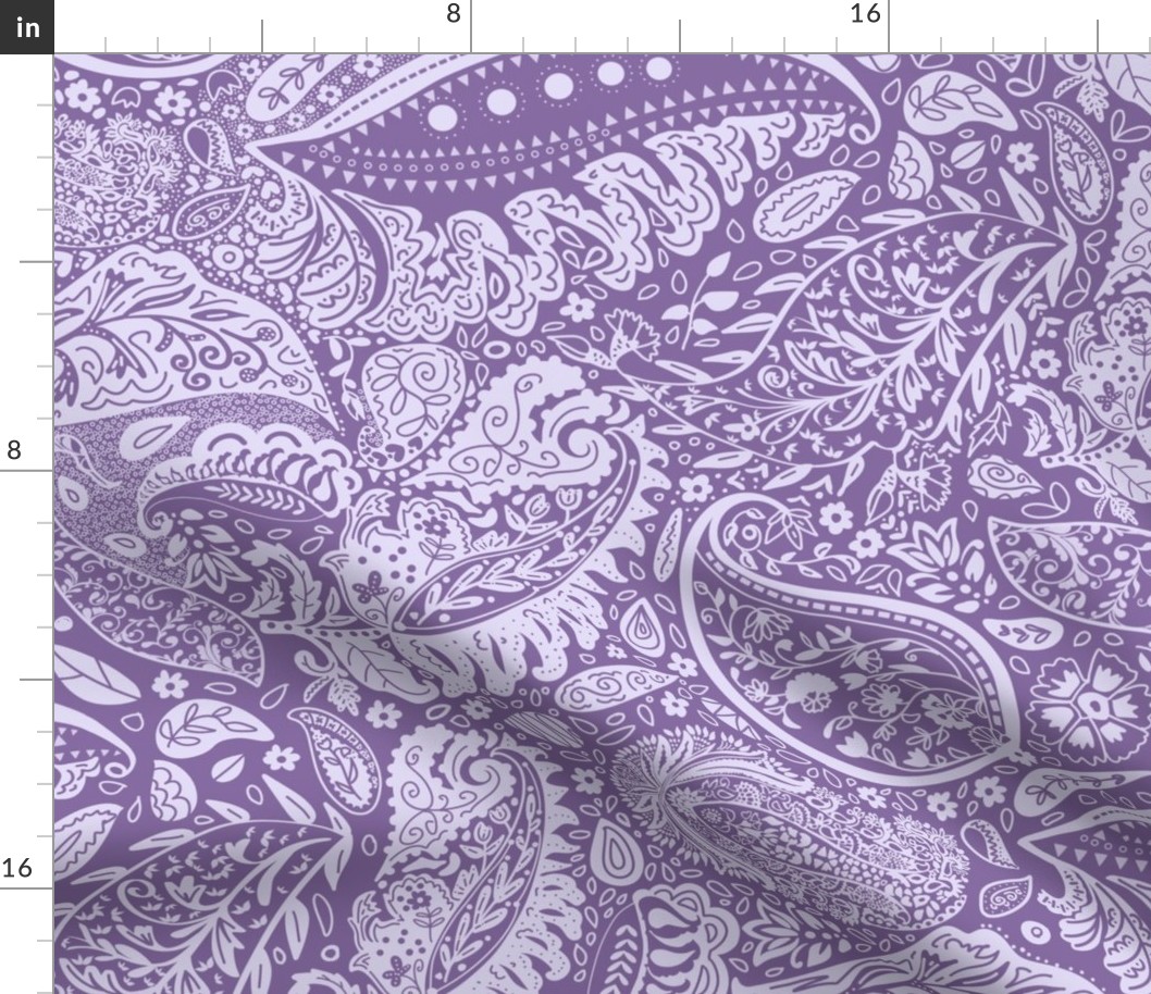 beautiful floral ornate paisley violet / purple / lavender - large scale
