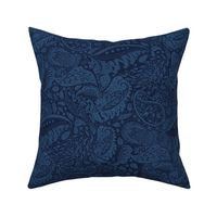 beautiful floral ornate paisley regal dark blue - medium scale