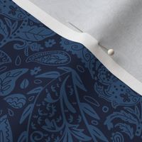 beautiful floral ornate paisley regal dark blue - medium scale