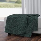beautiful floral ornate paisley dark green - large scale