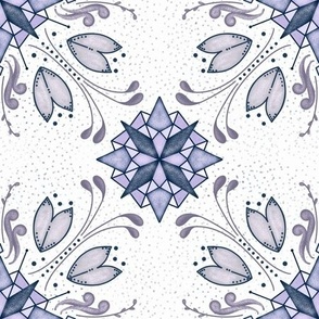 Star Floral Purple Blue Gray