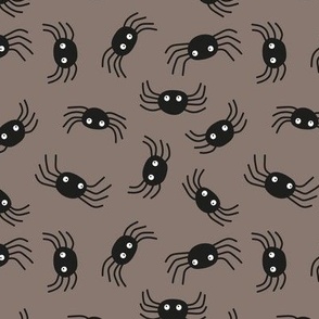 Cutesy fall baby spiders - Spooky creatures halloween design on latte brown 