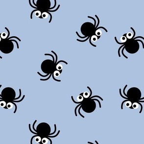 Cute spiders watching you - Autumn halloween kawaii spider design for kids on cool blue