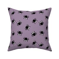 Cute spiders watching you - Autumn halloween kawaii spider design for kids on purple