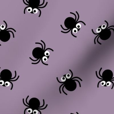 Cute spiders watching you - Autumn halloween kawaii spider design for kids on purple