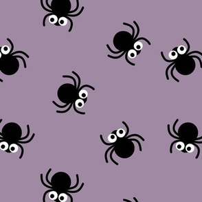 Cute spiders watching you - Autumn halloween kawaii spider design for kids on purple