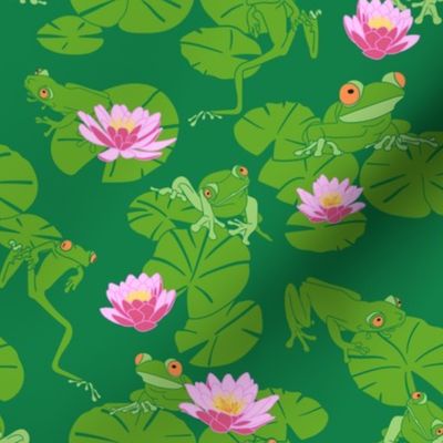 Zen Frogs with water lilies