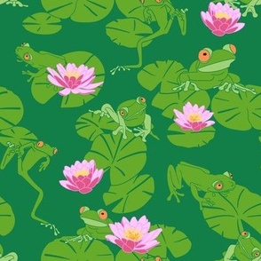 Zen Frogs with water lilies