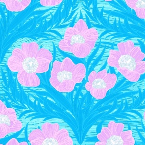 Pastel Blue and Pink wildflowers - Large