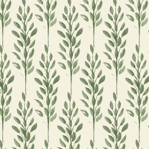 Green & Ivory Linear Floral