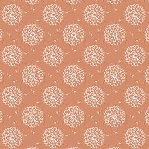 Mid Century Modern Red Orange small Dandelion Puff Polka Dots