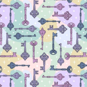 Whimsical Antique Keys - Dreamy Pastel Fantasy