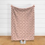 Little squirrels with nuts and acorns - fall leaves vintage design for kids green pink orange on blush cream 