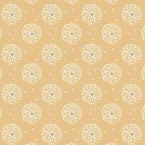 Mid Century Modern yellow small Dandelion Puff Polka Dots