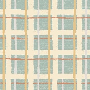 Textured Hand Drawn Plaid  Mid Century Modern