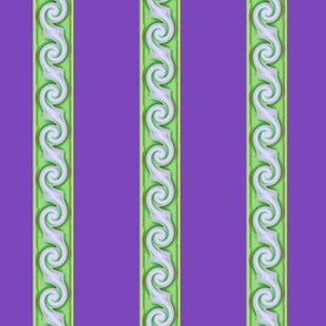 Curly Stripes  -violet & lime