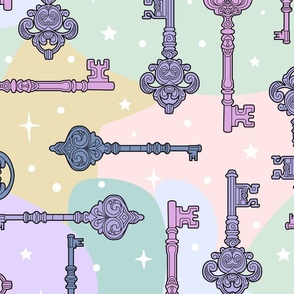 Enchanted Vintage Keys - Dreamy Pastel Fantasy, Large