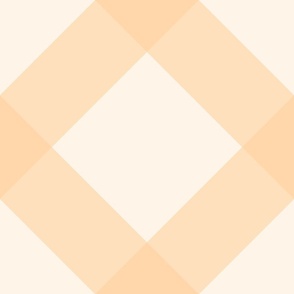 Large | Peach Diagonal Gingham | Bright Summer Checkered Vichy on Cream Background
