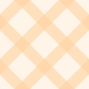 Medium | Peach Diagonal Gingham | Bright Summer Checkered Vichy on Cream Background