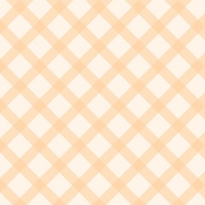 Small | Peach Diagonal Gingham | Bright Summer Checkered Vichy on Cream Background