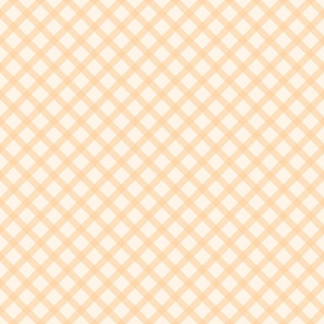 Extra Small | Peach Diagonal Gingham | Bright Summer Checkered Vichy on Cream Background