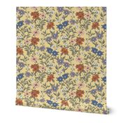 Sylvia Vintage Botanical Flower floral Honeybee yellow MEDIUM SCALE