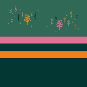 Funky Wilderness - Candy Stripes with trees on Green!