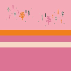 Funky Wilderness - Candy Stripes with trees on Pink! 