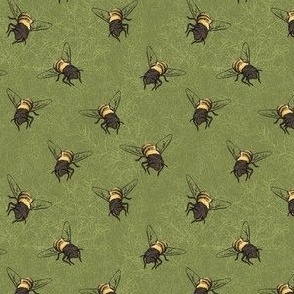 honey bees on green background