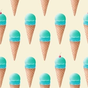 Bubblegum Blue Ice Cream Pattern on Cream