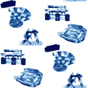 Touchdown Toile | Navy Blue and Light Blue Football Sports  Watercolor Inspired