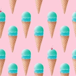 Blue Ice Cream Pattern - Pink