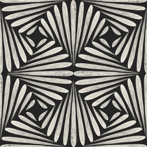 Large Scale // scallop fans ogee _ creamy white_ raisin black _ black and white art deco geometric // 6 inch scallop, 12 inch repeat