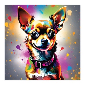 Chihuahua dog rainbow colors 18x18