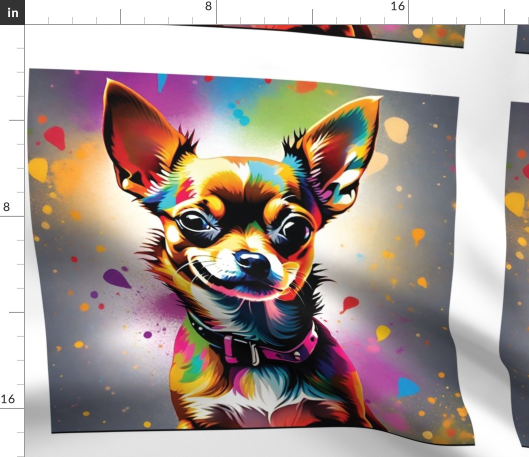 Chihuahua dog rainbow colors 18x18