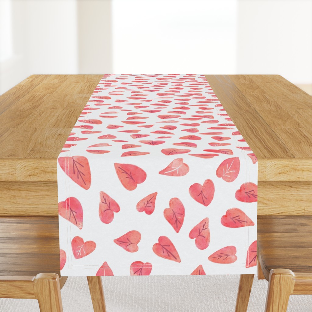 Whispers of Love - Romantic Red Heart Leaf Watercolor Pattern, Charming Botanical L