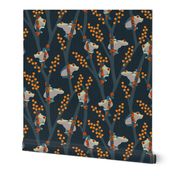 Hoppy Leap Year! (Red-Eyed Tree Frogs) (Midnight Blue With Golden Berries) (Large Scale)
