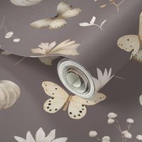 Wildflowers and Butterflies on Soft Brown