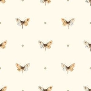 Boho Butterflies on Cream Yellow