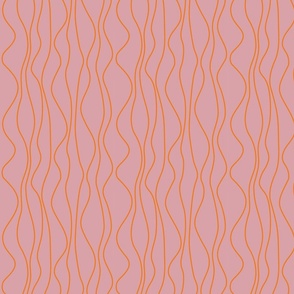 Warm minimalism Blush Pink and Orange Wavy flowing lines