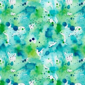 blue and green watercolor splatter