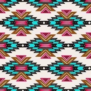 Pink Brown Turquoise Saddle Blanket Larger Scale