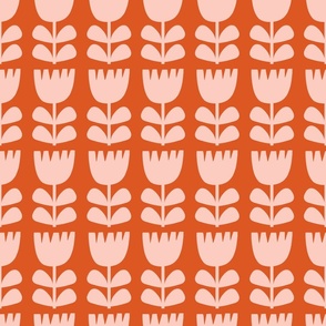 Scandi Floral (2024) | Pink on Dark Orange