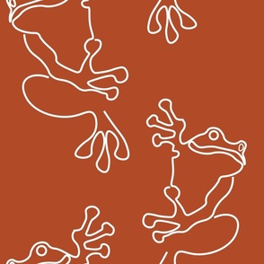 Tree Frogs (L) Cute Doodle Frog - Amphibians Animal - Duotone - Terracotta Red and White