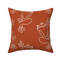 Cute Doodle Frog (M) - Amphibians Tree Frogs - Duotone - Terracotta Red and white