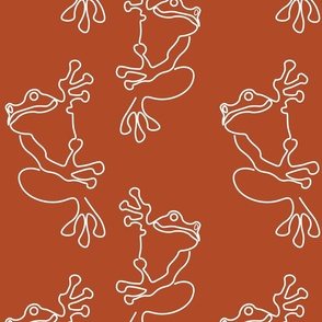 Cute Doodle Frog (M) - Amphibians Tree Frogs - Duotone - Terracotta Red and white