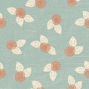 Springtime Strawberries, in mid century modern colors with a folk art flair