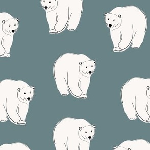 10 x 10 Polar bears on jade green 