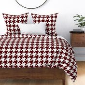 FS Maroon and White Large Scale Houndstooth Check