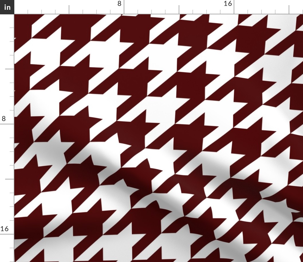 FS Maroon and White Large Scale Houndstooth Check